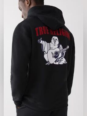 True Religion Buddha Graphic Hoodie Streetwear Black Men’s Size 3XL